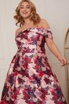 Chi Chi London Plus Size Bardot Floral Dip Hem Dress thumbnail 2