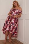 Chi Chi London Plus Size Bardot Floral Dip Hem Dress thumbnail 3