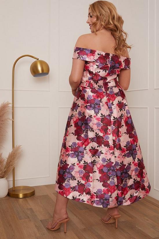 Chi Chi London Plus Size Bardot Floral Dip Hem Dress 4