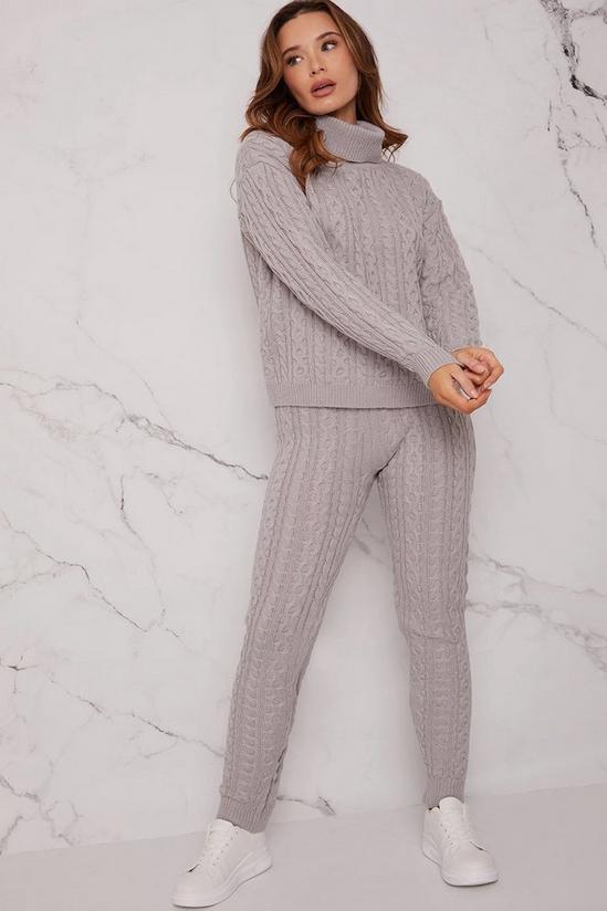 Chi Chi London Roll Neck Cable Knit Loungewear Set 3