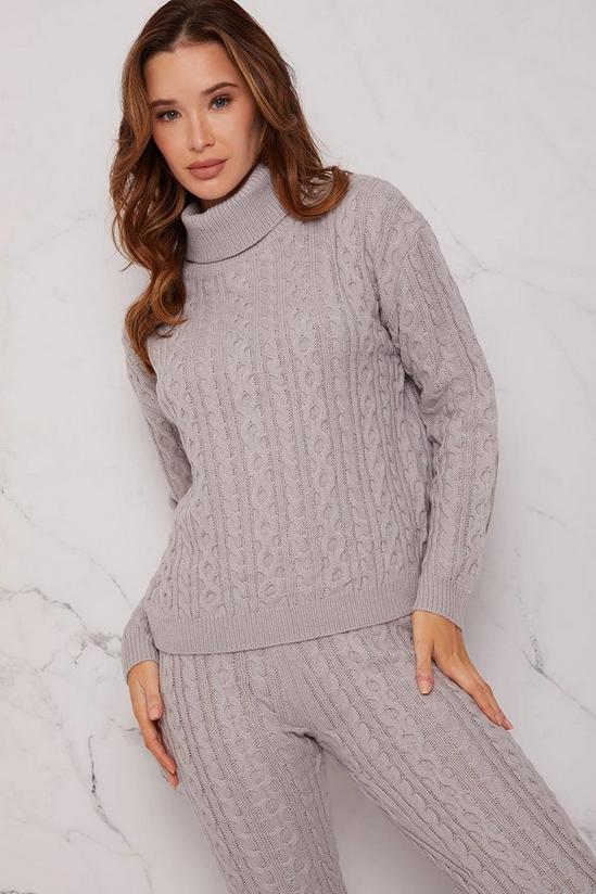 Chi Chi London Roll Neck Cable Knit Loungewear Set 4