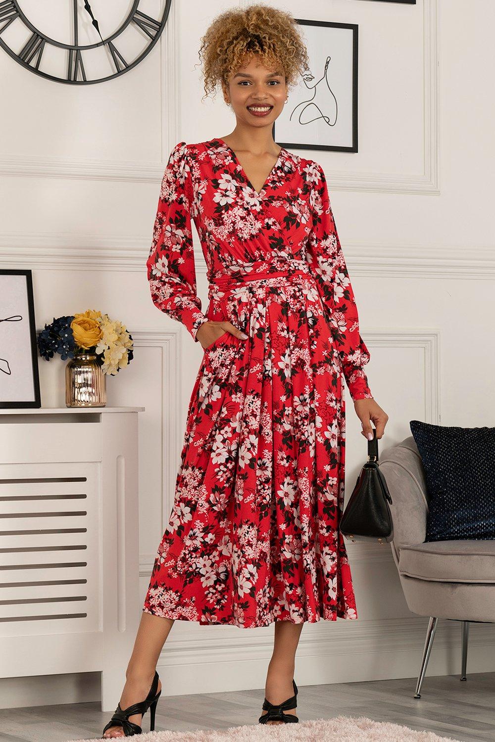 Jolie Moi Women's Vivian Long Sleeved Dress|Size: 8|red