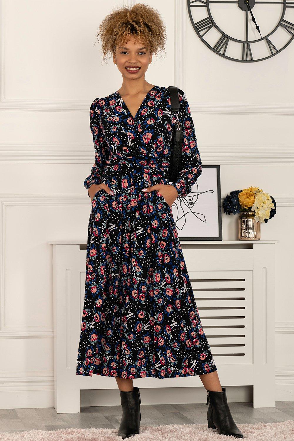 Jolie Moi Women's Vivian Long Sleeved Dress|Size: 10|navy