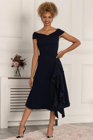 Caroline Lavender Elegant Evening Dress 2023 One Shouler Sleeves Applique  Formal Robes De Soirée Prom Gowns Party Custo Color Navy blue US Size 16W