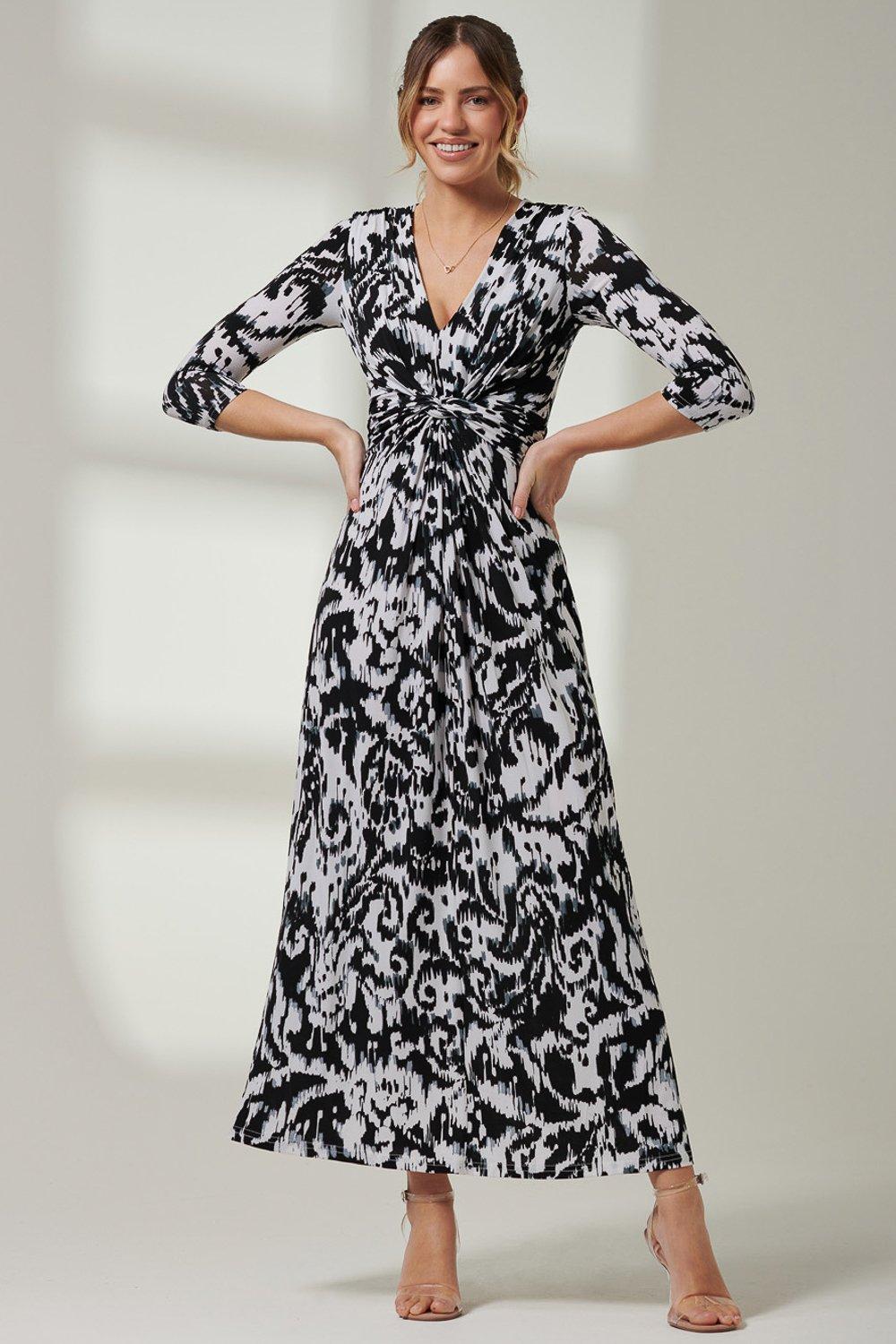 Abstract Print Jersey Maxi Dress