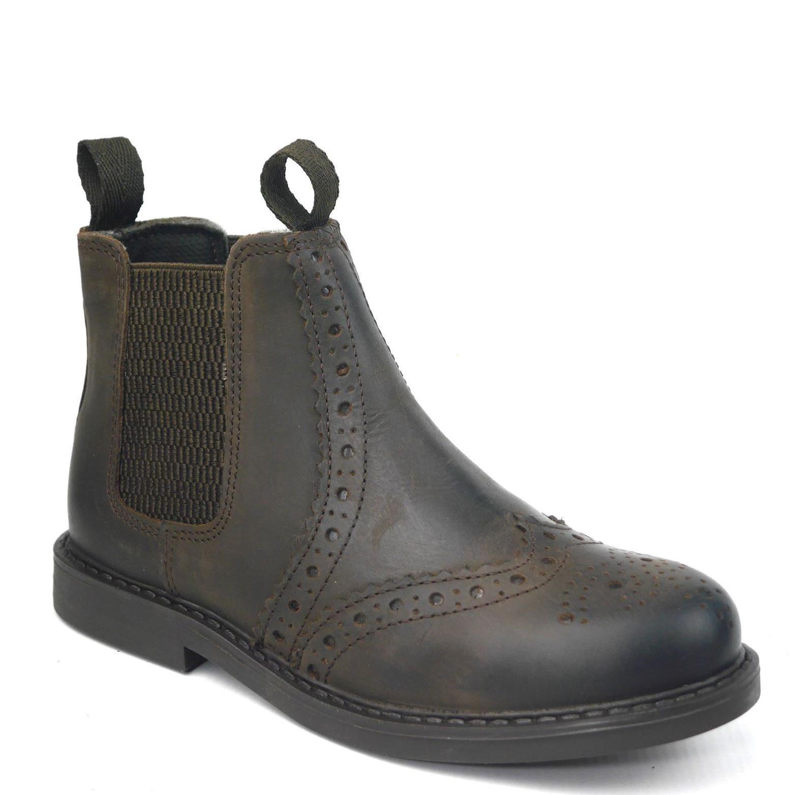 Leather Brogue Chelsea Ankle Boots