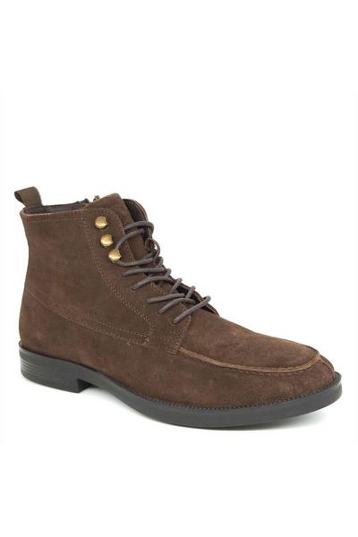 Ealing Suede Leather Lace Up Zip Boots