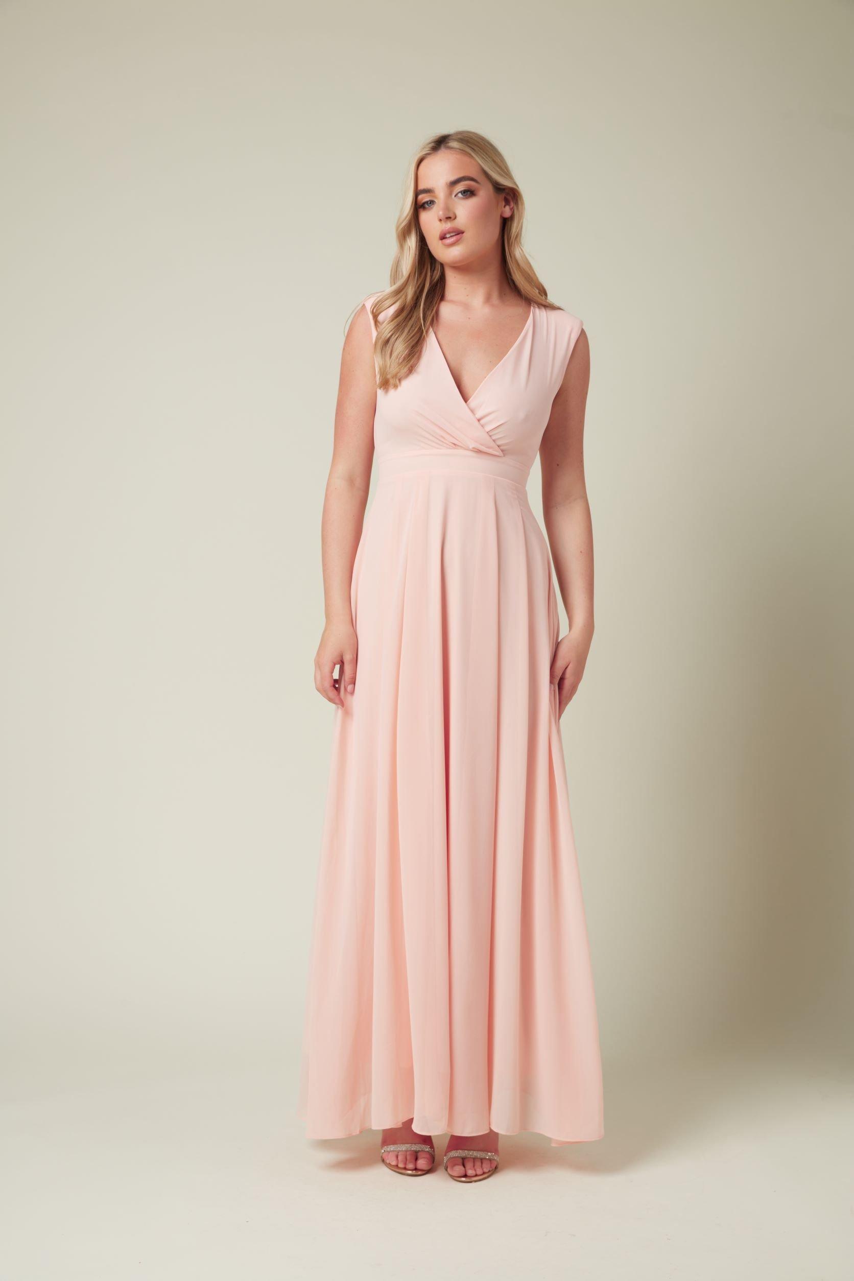 Pink Chiffon Bridesmaid Maxi Dress