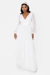 Maya Deluxe Bridal Embellished Long Sleeve V Neck Maxi Dress thumbnail 1