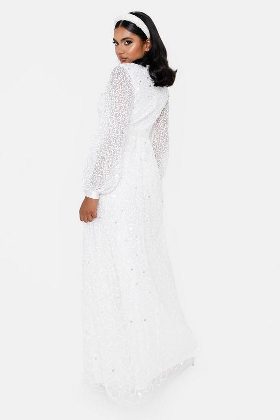 Maya Deluxe Bridal Embellished Long Sleeve V Neck Maxi Dress 3