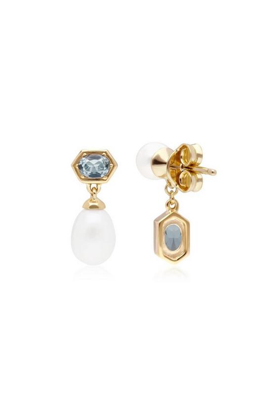 Gemondo White Pearl & Topaz Gold Plated Sterling Silver Mismatched Drop Earrings One Size 1