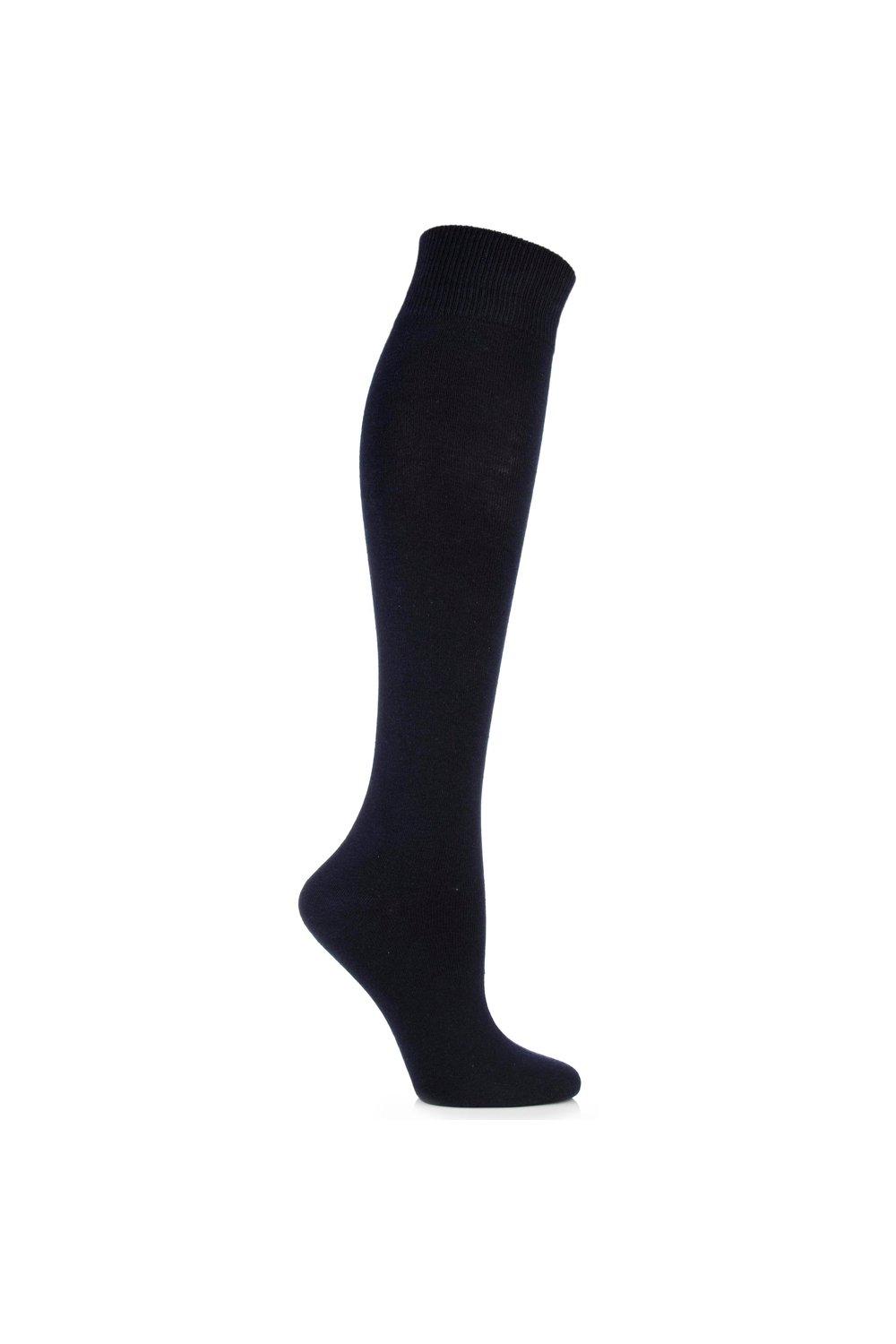 2 Pair Plain and Striped Cotton Knee Highs
