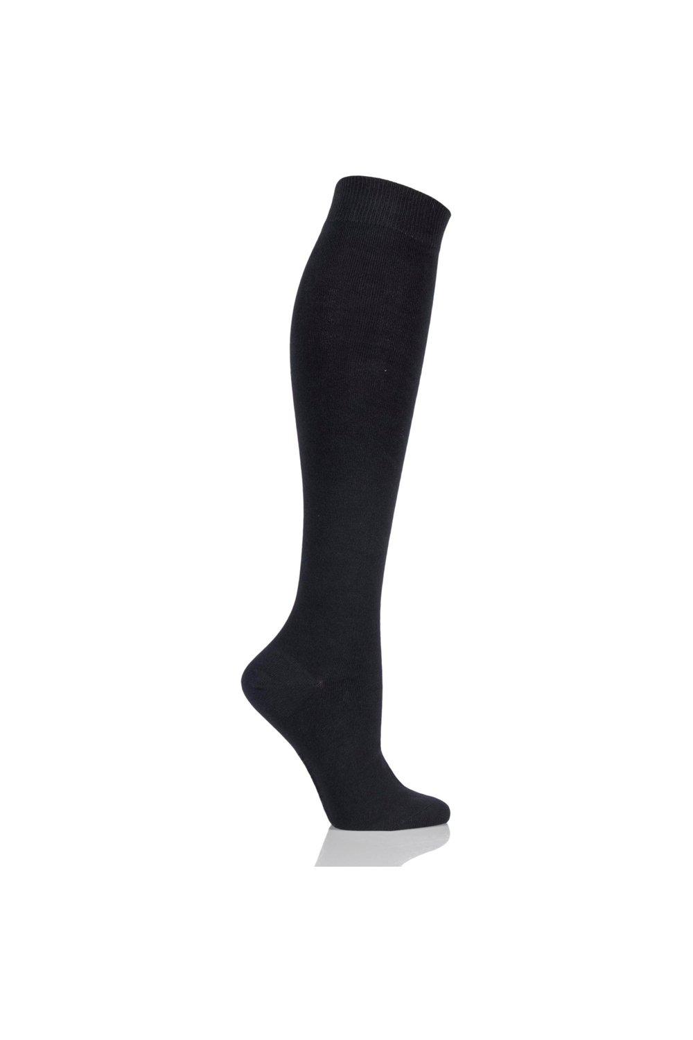 1 Pair Plain Bamboo Knee High Socks with Comfort Cuff and Smooth Toe Seams