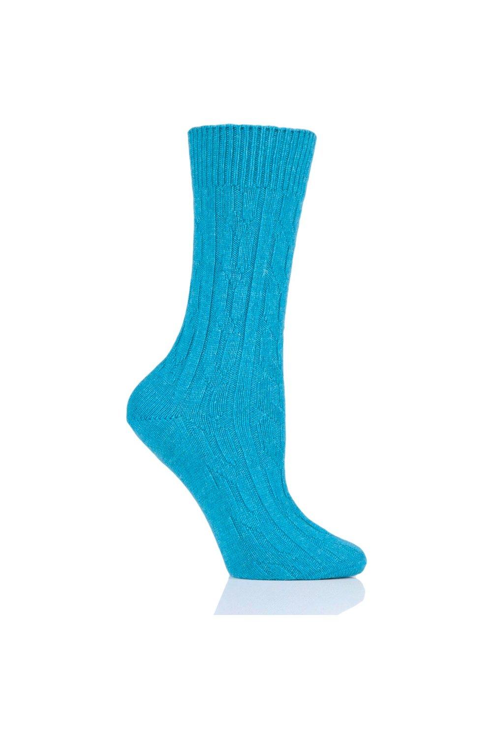 1 Pair 100% Cashmere Cable Knit Bed Socks