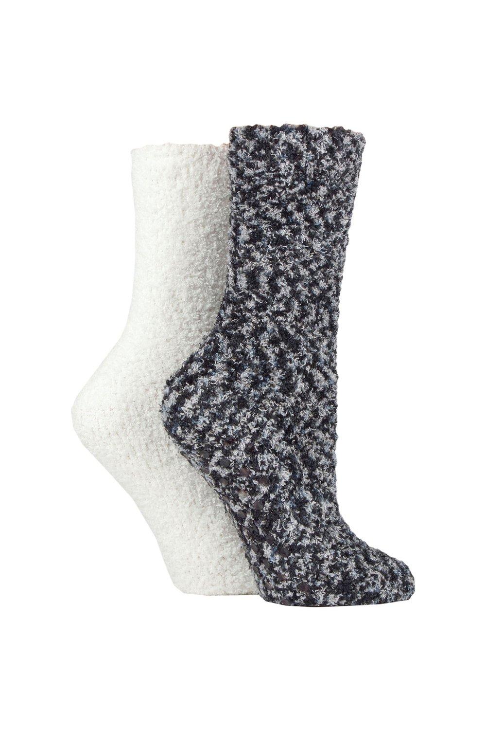 2 Pair Cosy Slipper Socks with Grip
