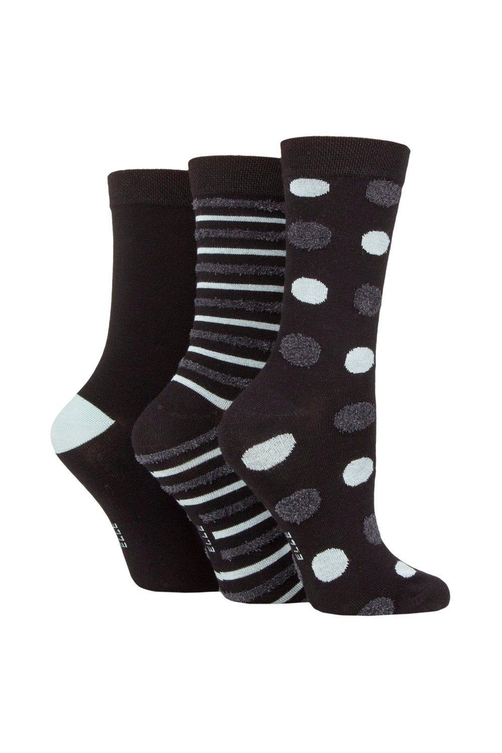 3 Pair Spotty and Stripe Feather Bamboo Socks