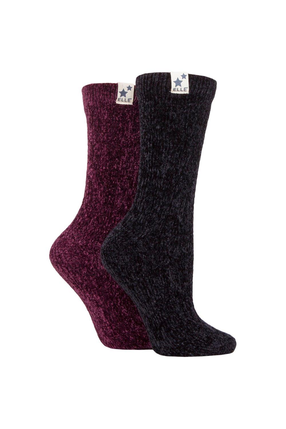 2 Pair Cable Knit Chenille Boot Socks