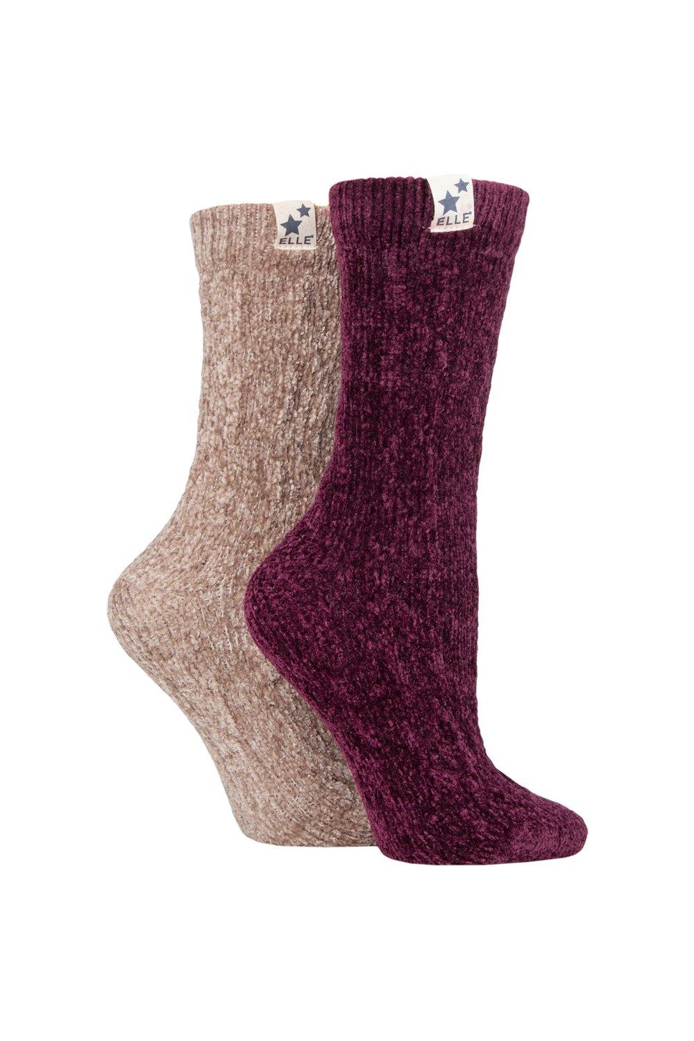 2 Pair Cable Knit Chenille Boot Socks