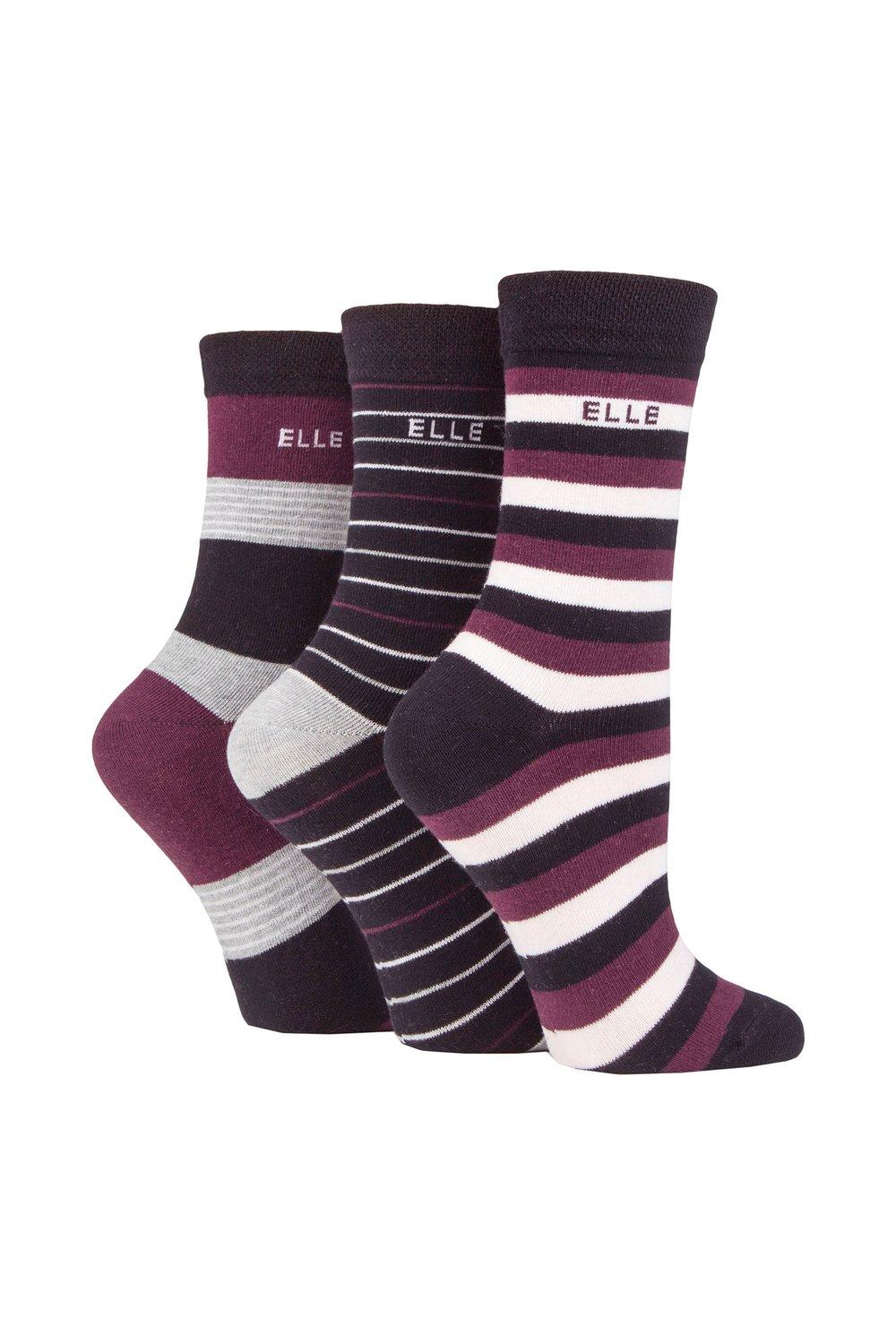 3 Pair Plain, Striped and Patterned Cotton Socks with Hand Linked Toes
