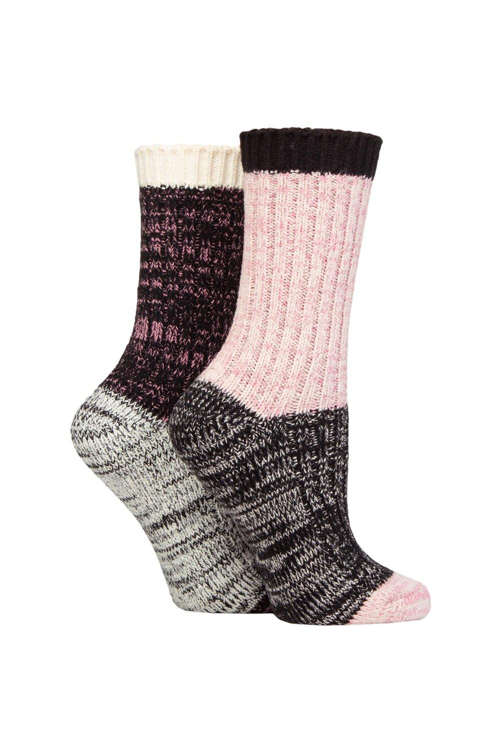 2 Pair Velvet Soft Chunky Rib Boot Socks