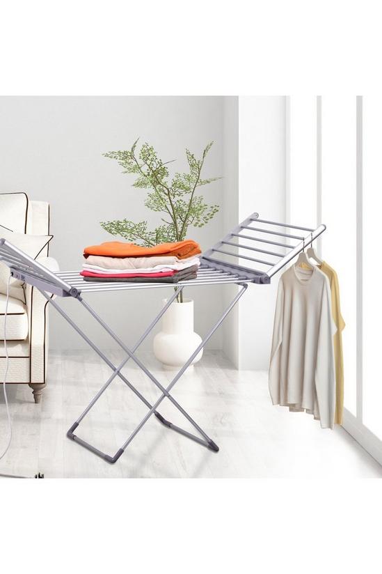 Schallen Schallen Electric Foldable 18 Heated Winged Indoor Dry Washing Heat Drying Clothes Airer Fast Dryer Rack with Cover 3