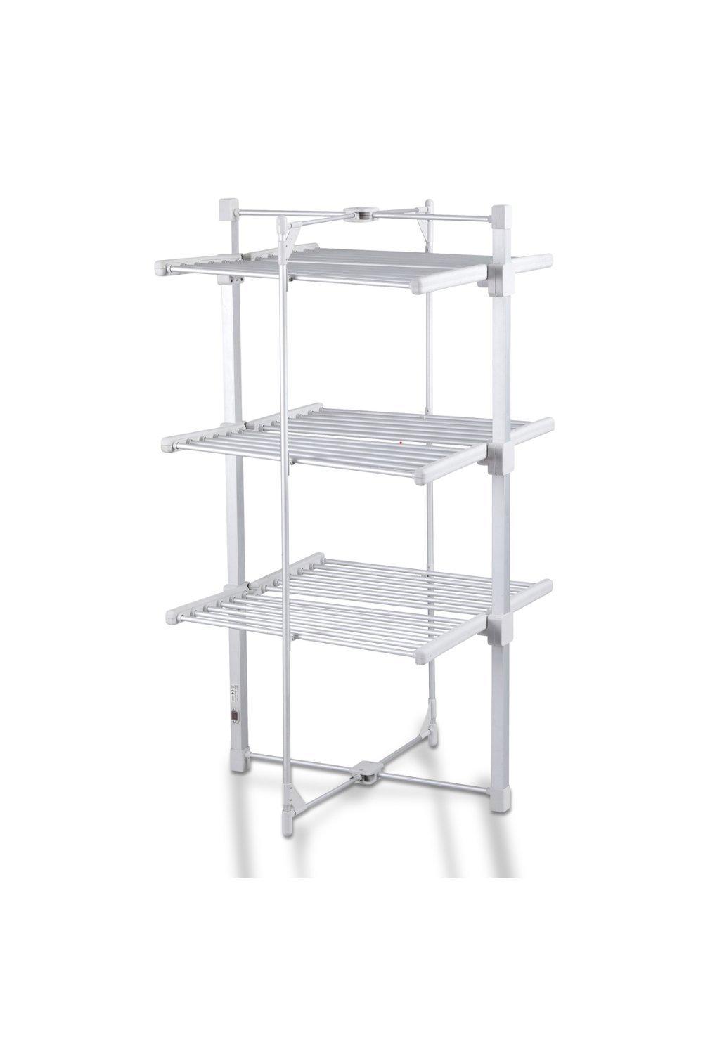 Mini 3 Tier 24 Heating Bars Foldable Airer Indoor Fast Dry Washing Electric Clothes Dryer Rack with 