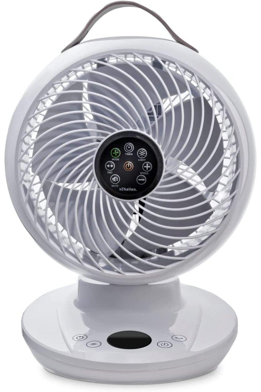 White Oscillating Small Quiet Silent Air Cooling Table Desktop Circulator Fan with LCD Display & Rem