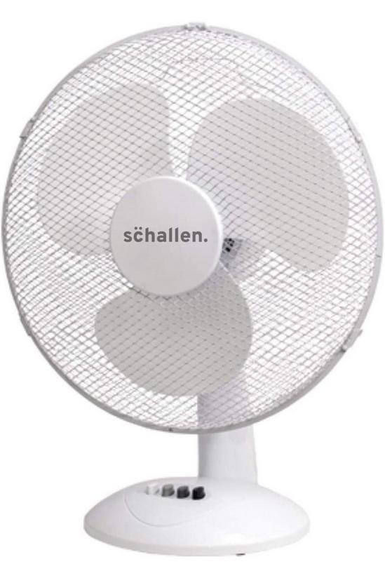 Schallen Home Work Office Electric 16" 3 Speed Electric Oscillating Worktop Desk Table Air Cooling Fan - WHITE 1
