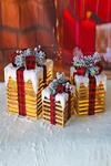 Netagon Set of 3 Under Christmas Tree Festive Battery Operated LED Light Up Presents Gift Boxes- Red Tartan thumbnail 1