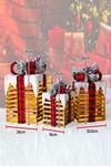 Netagon Set of 3 Under Christmas Tree Festive Battery Operated LED Light Up Presents Gift Boxes- Red Tartan thumbnail 2