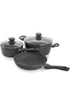 Schallen Anthracite Grey 5pce Kitchen Cookware Non Stick Frying Pan Saucepan Cooking Stock Pot Full Pan Set with Lids - Black Soft Handles thumbnail 1