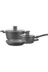 Schallen Anthracite Grey 5pce Kitchen Cookware Non Stick Frying Pan Saucepan Cooking Stock Pot Full Pan Set with Lids - Black Soft Handles thumbnail 3