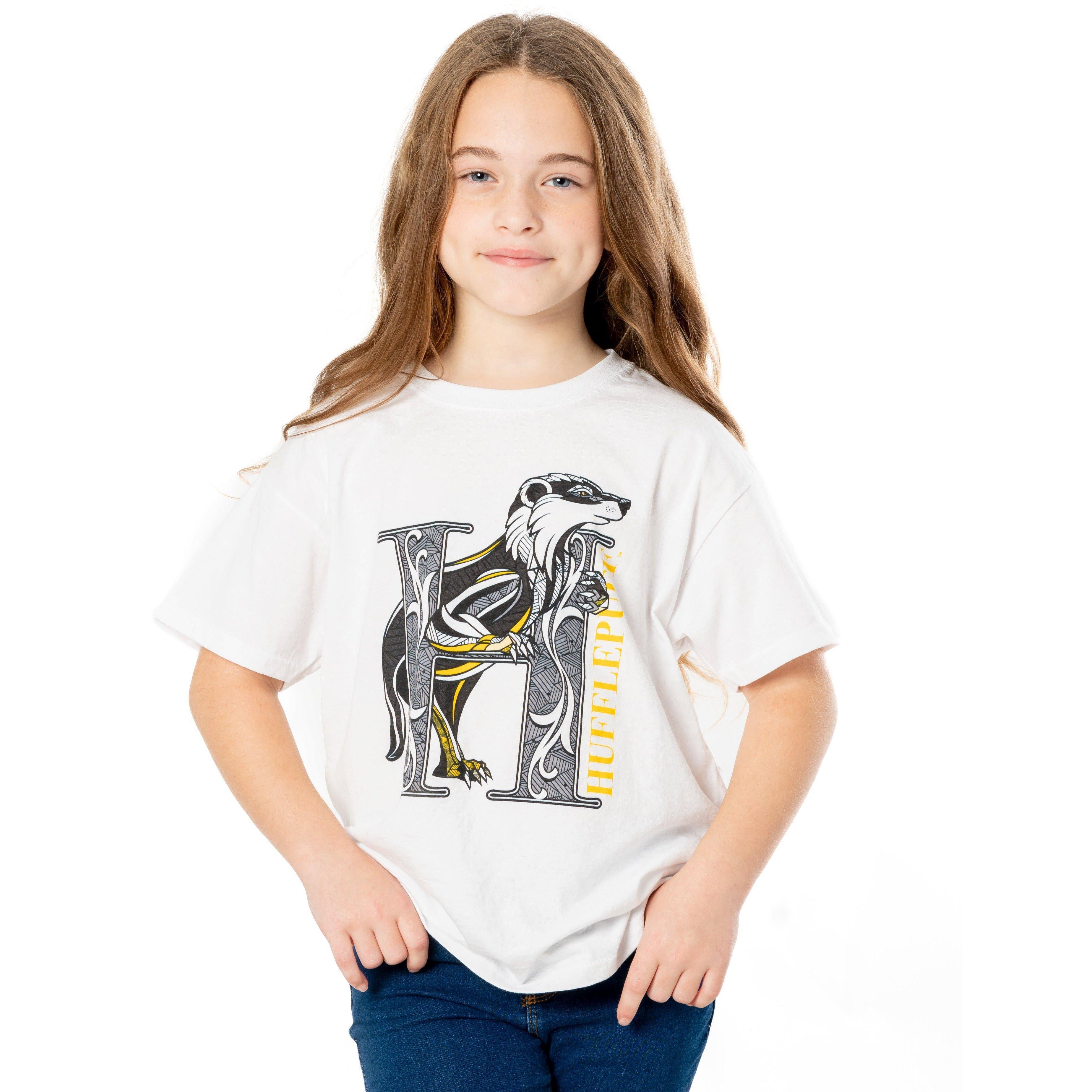 Harry Potter Kids White Hufflepuff Mosaic T-Shirt