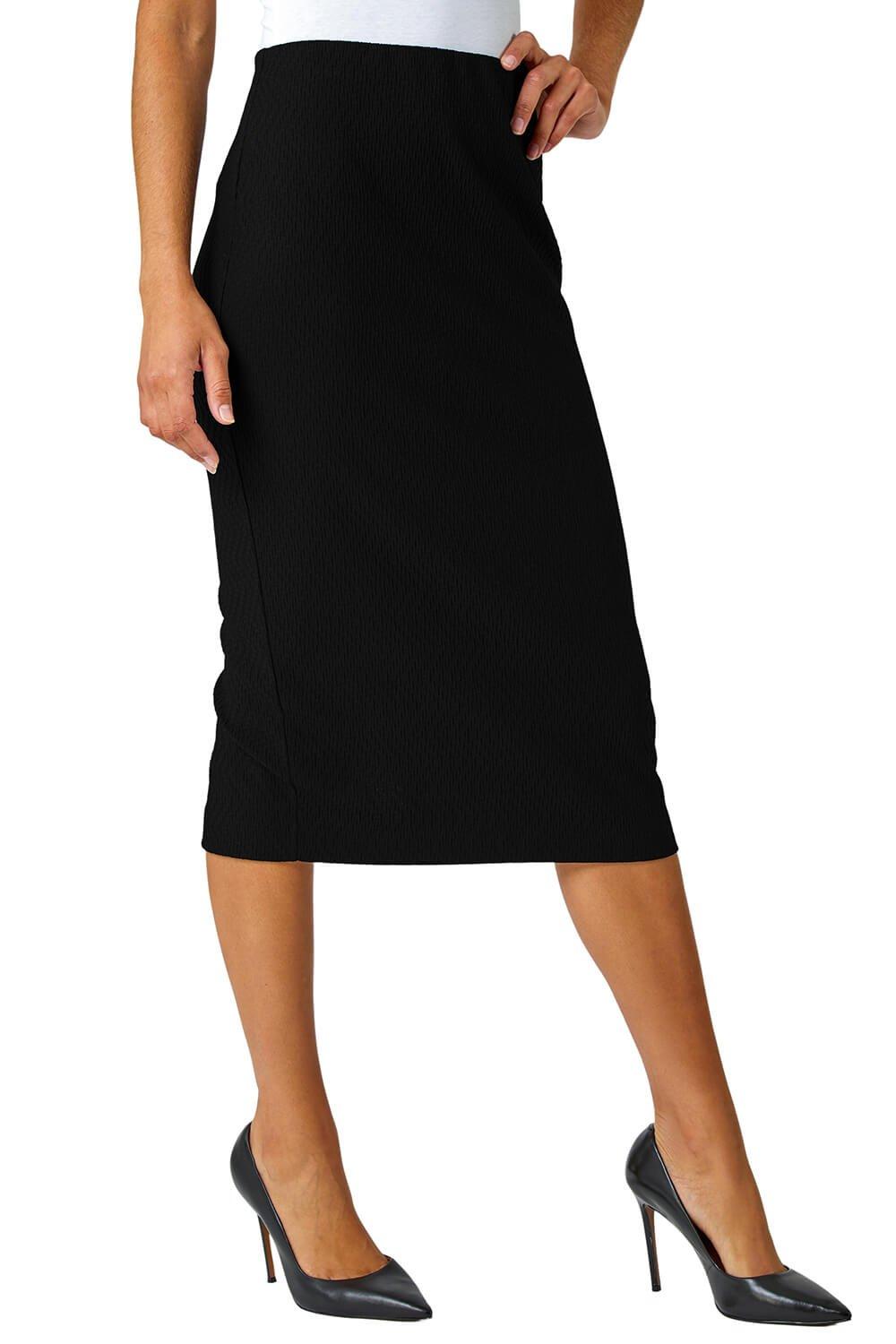 Roman Women's Stretch Jersey Textured Pencil Skirt|Size: 10|black