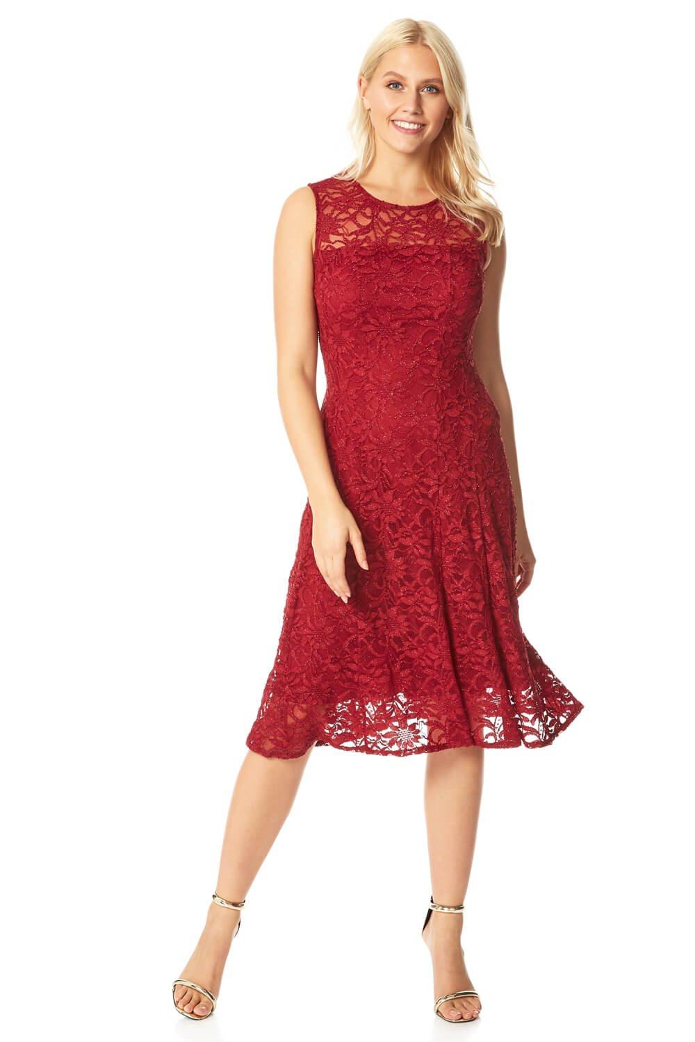 Glitter Lace Fit and Flare Dress