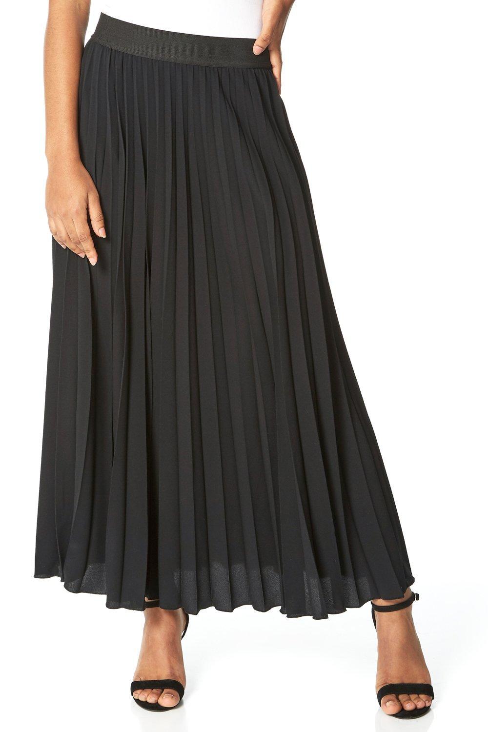 Roman Women's Pleated Maxi Skirt|Size: 12|black