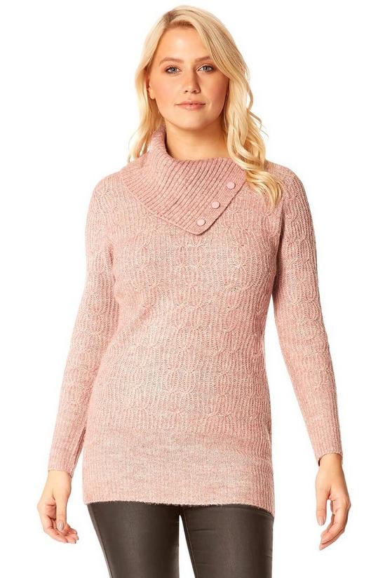 Roman Cable Knit High Neck Jumper 1