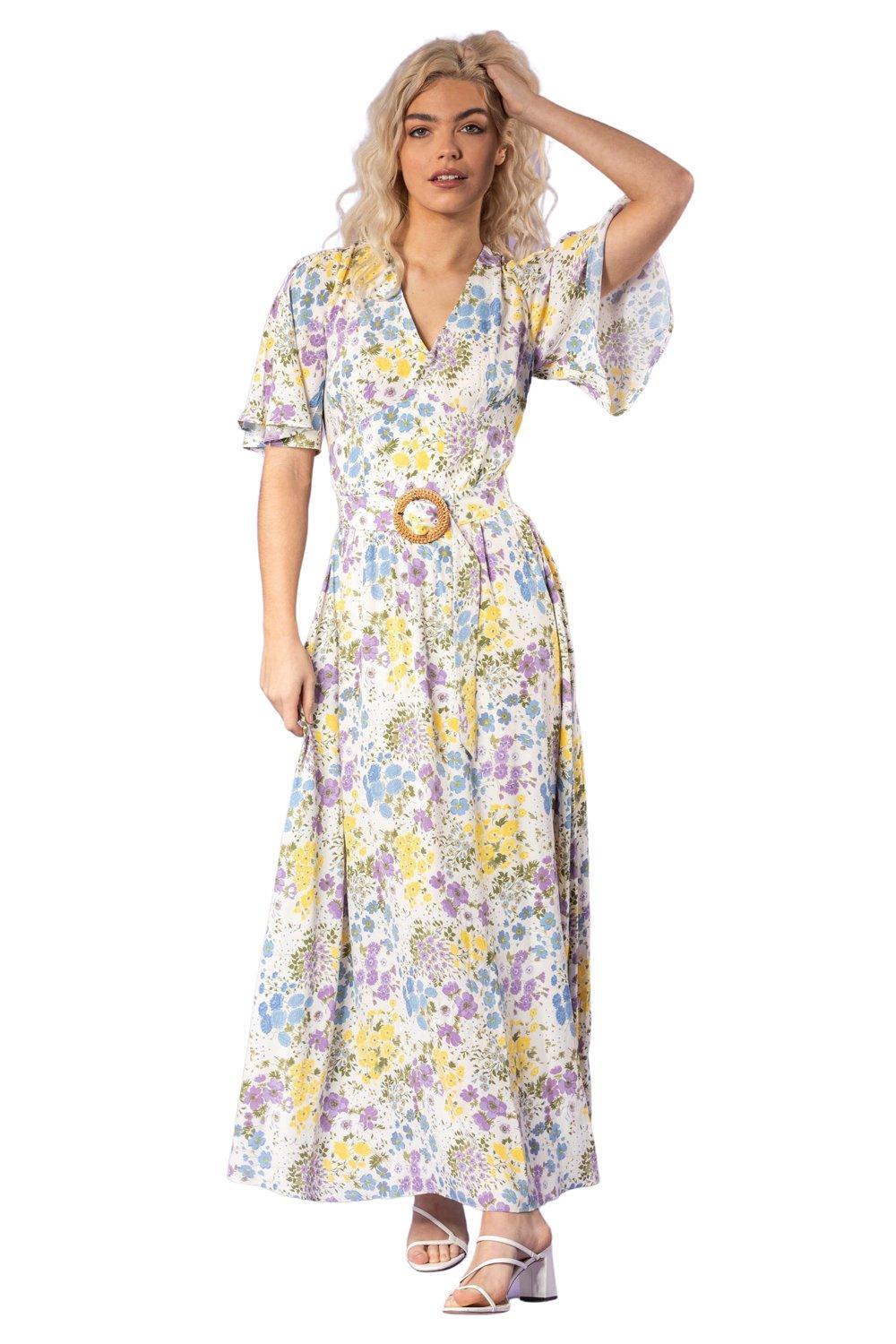 Floral Belted Maxi Dress