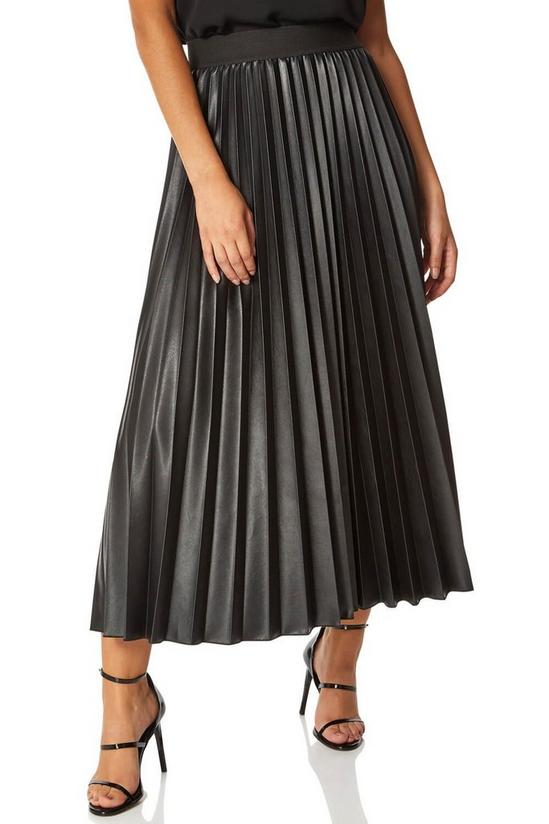 Roman Faux Leather Pleated Maxi Skirt 1