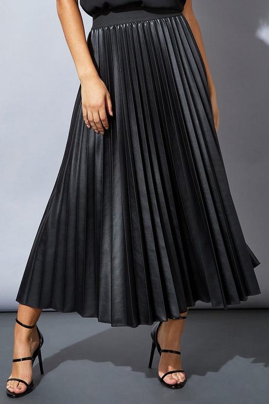 Roman Faux Leather Pleated Maxi Skirt 3