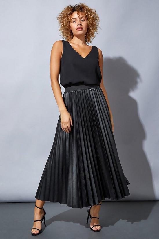 Roman Faux Leather Pleated Maxi Skirt 4