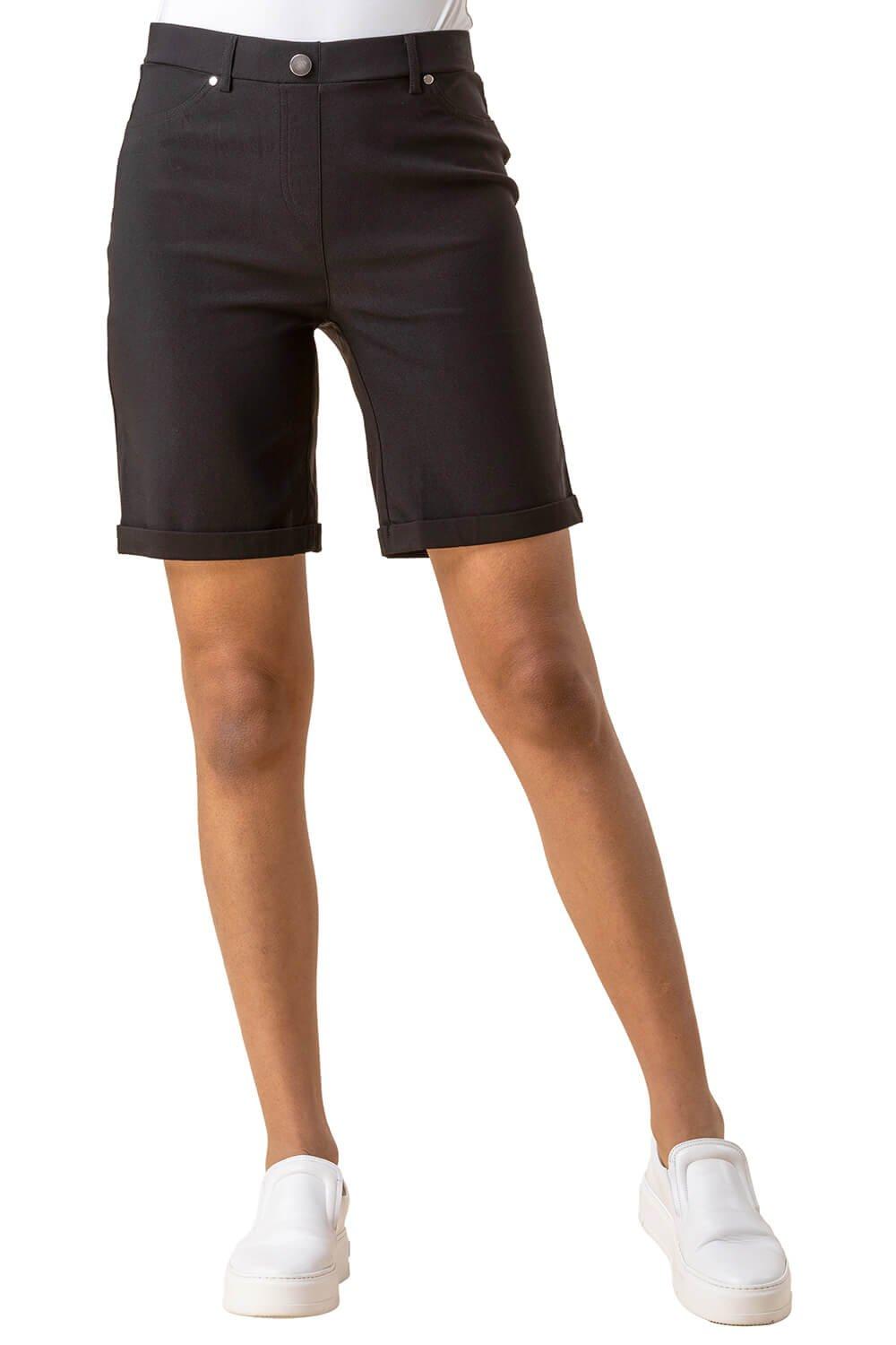 Roman Women's Turned Hem Stretch Shorts|Size: 10|black