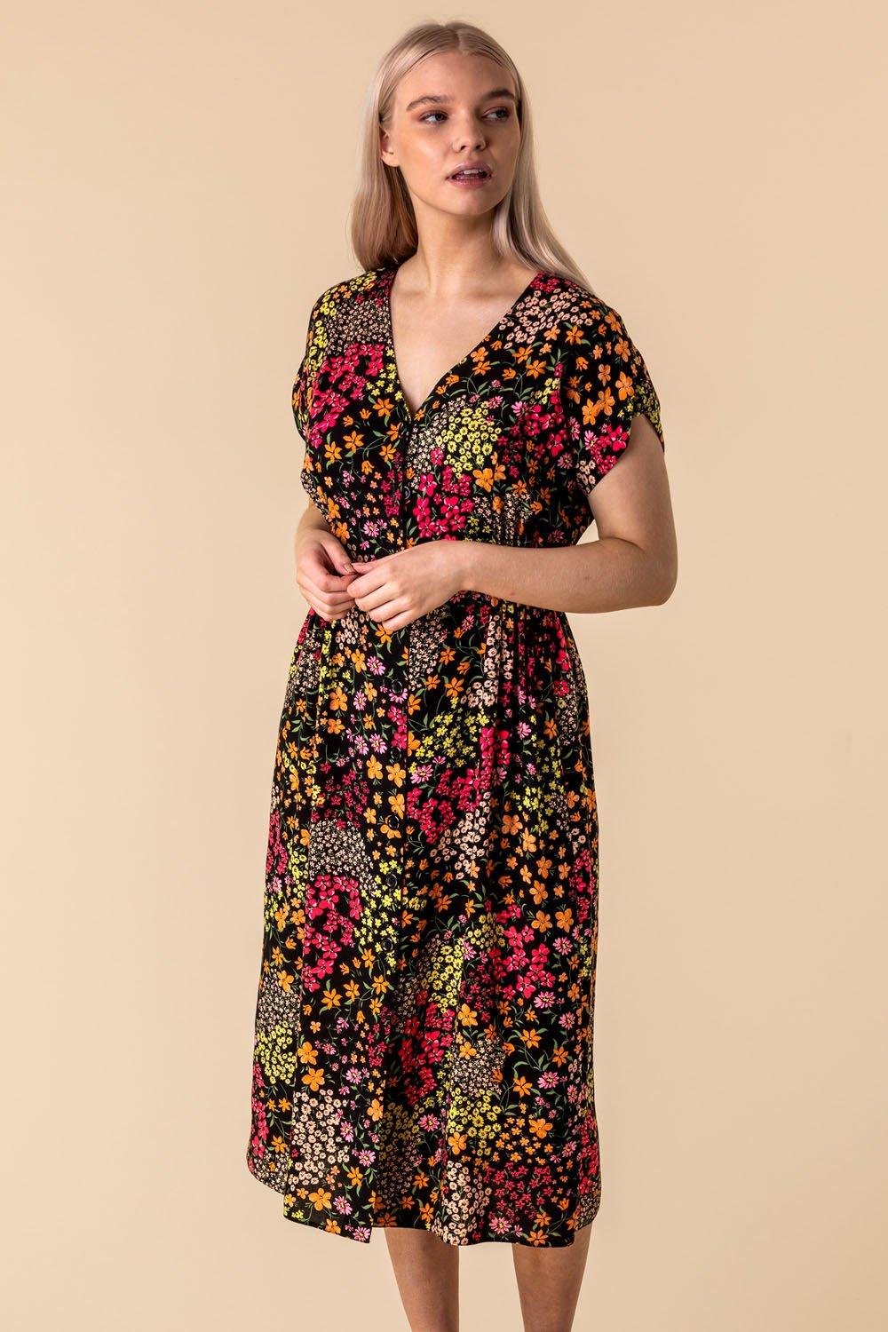 Floral Print Button Through Dress