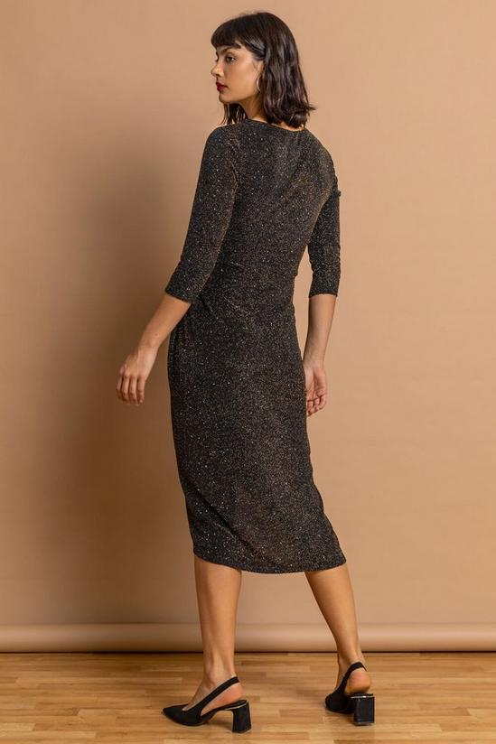 Roman Fitted Sparkle Twist Front Ruched  Dress 3