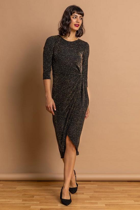 Roman Fitted Sparkle Twist Front Ruched  Dress 4