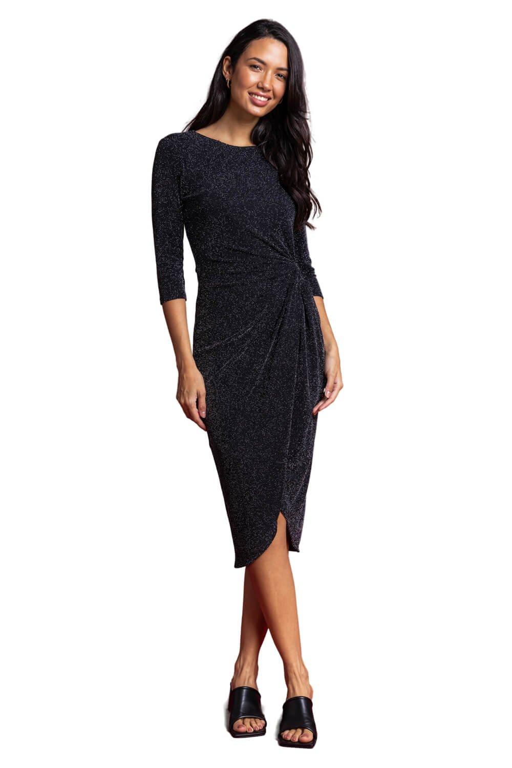 Twist Front Sparkle Fitted Dress
