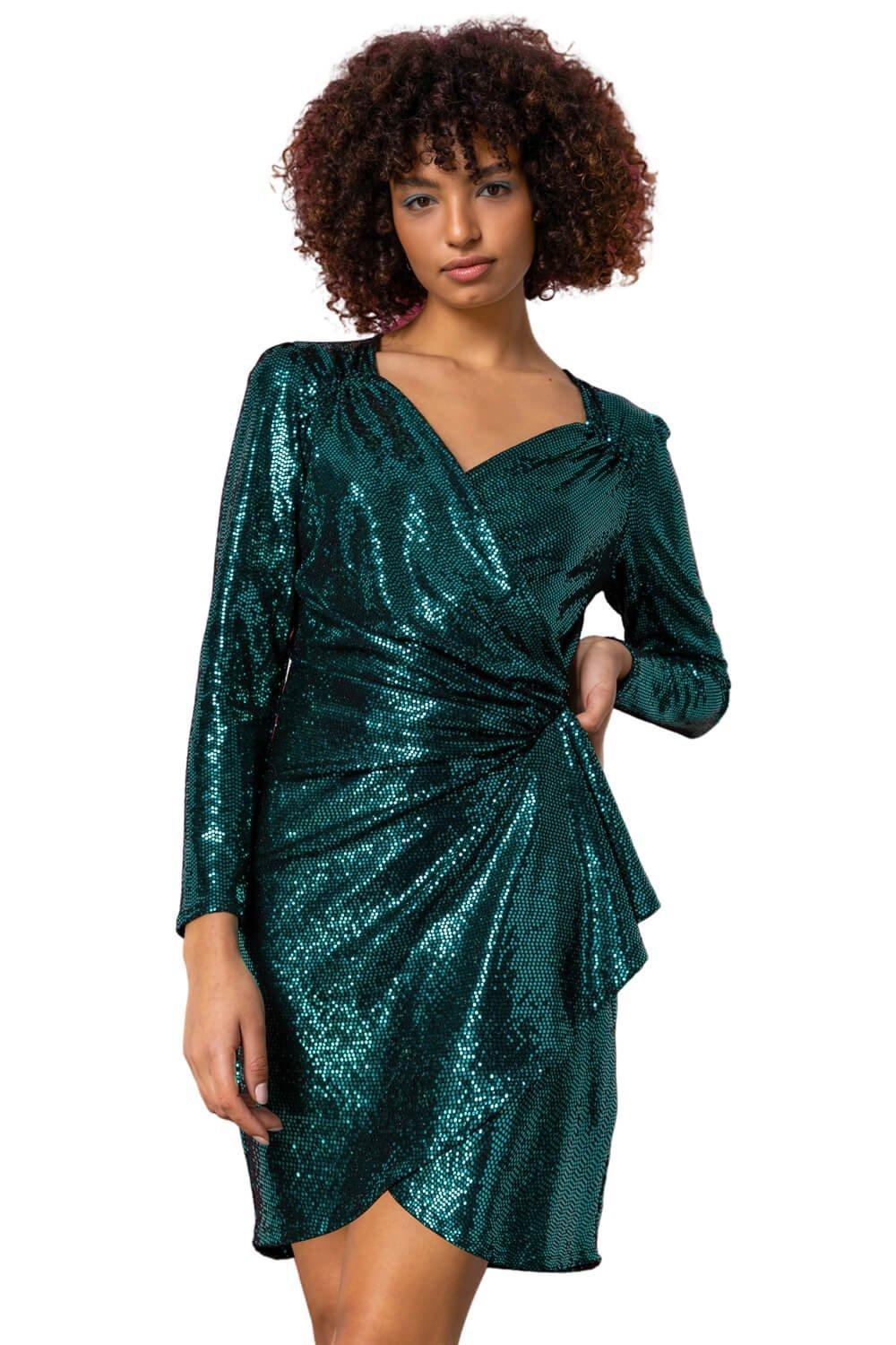 Sparkle Embellished Wrap Dress