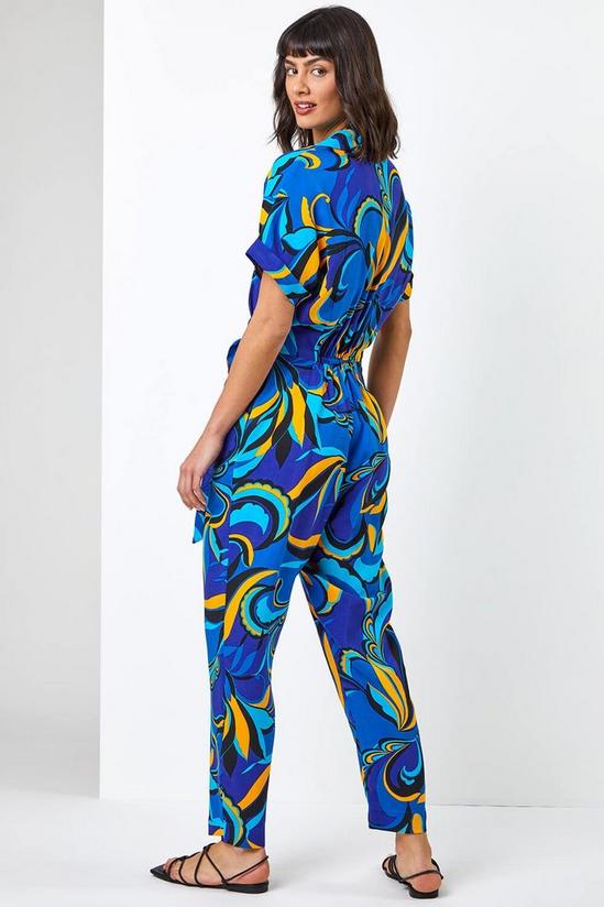 Roman Abstract Print Collared Jumpsuit 2