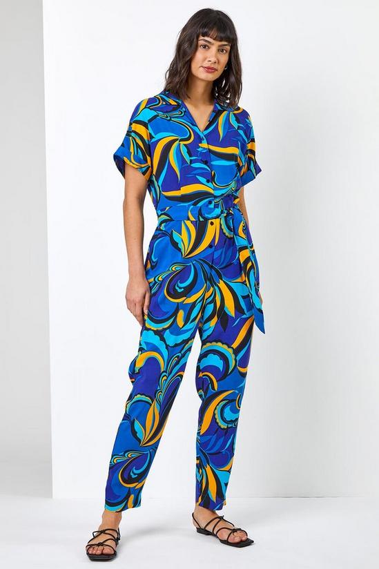 Roman Abstract Print Collared Jumpsuit 3