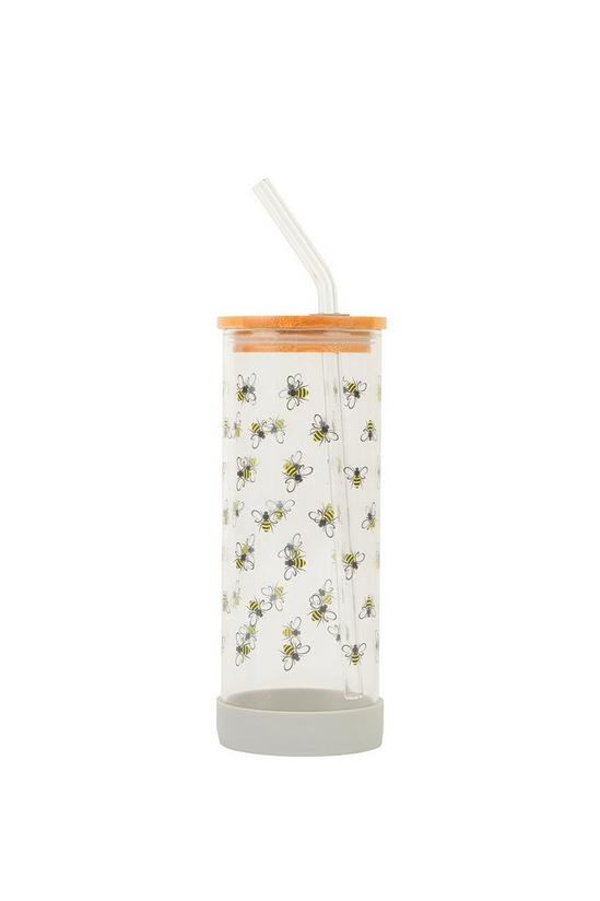 Cambridge Busy Bee Glass Water Bottle with Glass Straw 1
